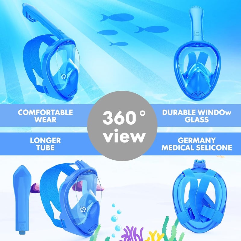 Hydiview Kids Snorkel Mask Full Face, Snorkeling Gear for Kids 2-14 with Camera Mount, 180 Degree Panoramic View Snorkeling Set Anti-Fog Anti-Leak - Image 5